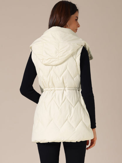 NAYLA – Lange gewatteerde dames bodywarmer met capuchon - Glamorix