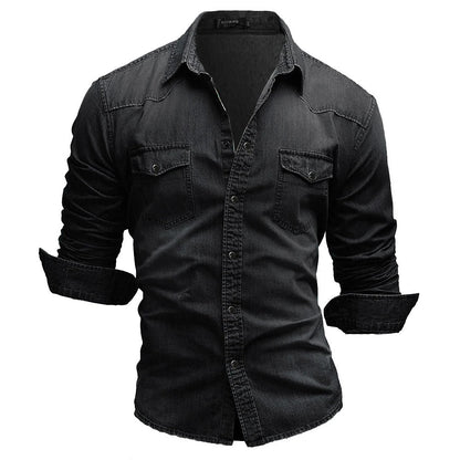 FINLEY - Retro denim overhemd met knoopzakken