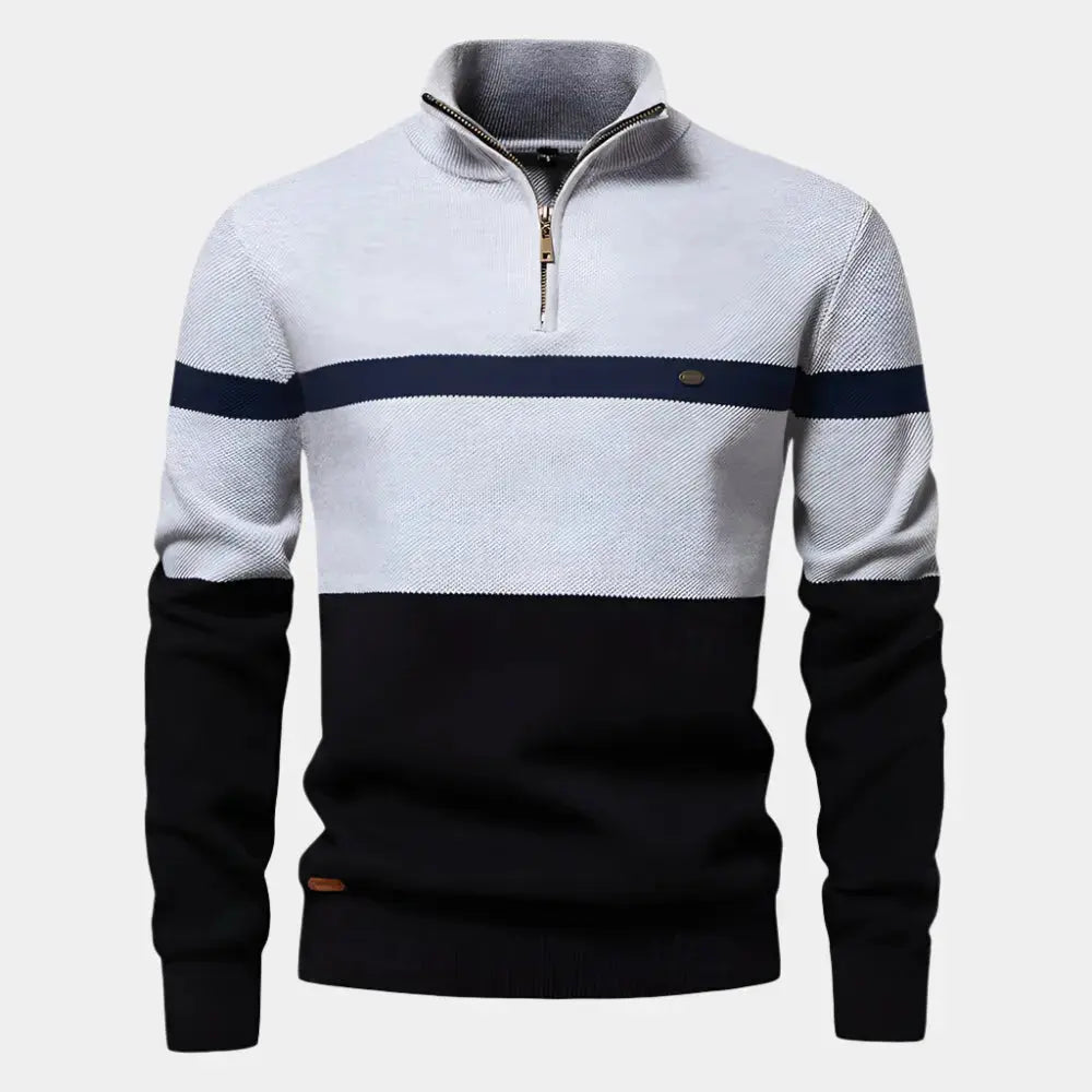 NIKO – Herenpullover met colorblock en kwart ritssluiting