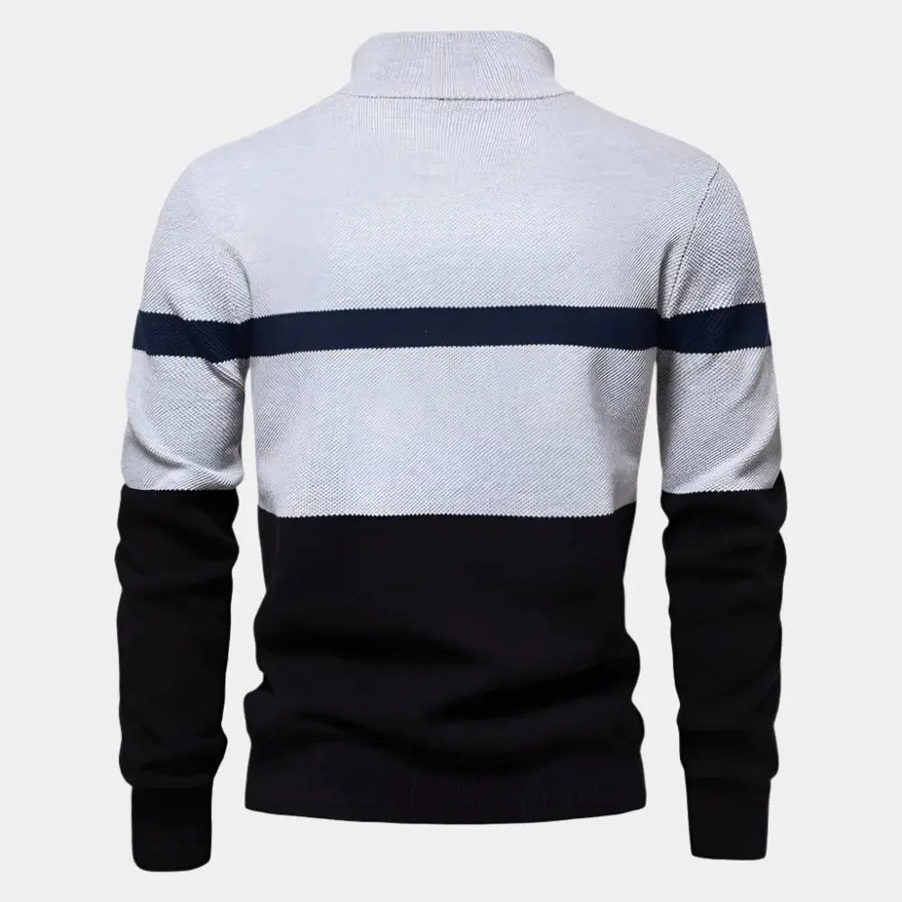 NIKO – Herenpullover met colorblock en kwart ritssluiting