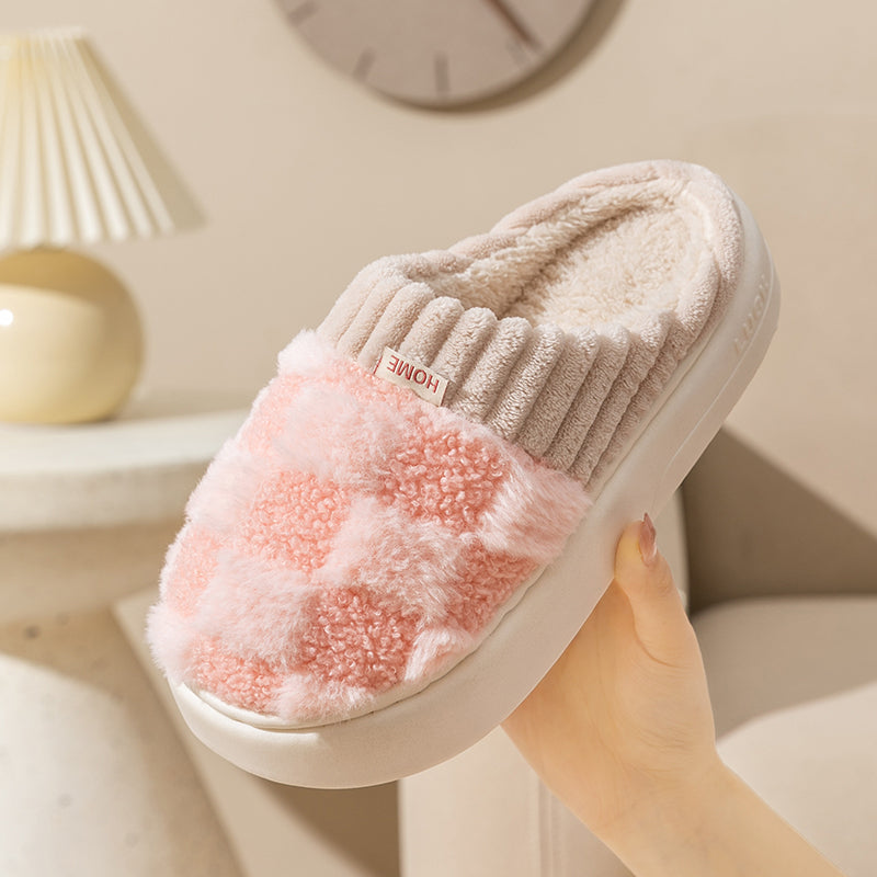 MAEVE - Geruite pluche pantoffels voor vrouwen