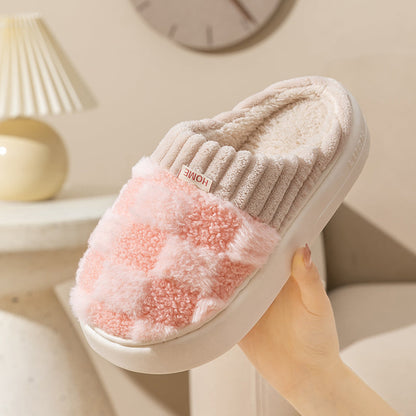 MAEVE - Geruite pluche pantoffels voor vrouwen