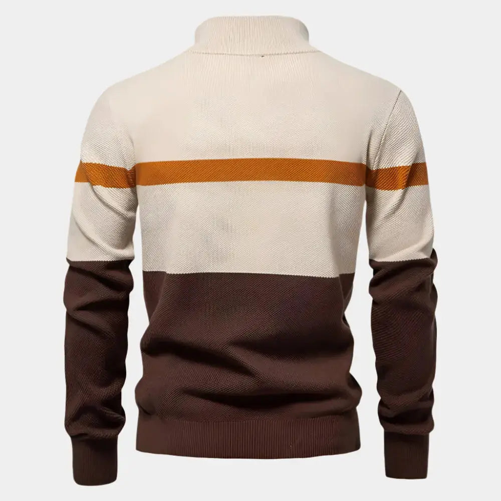 NIKO – Herenpullover met colorblock en kwart ritssluiting