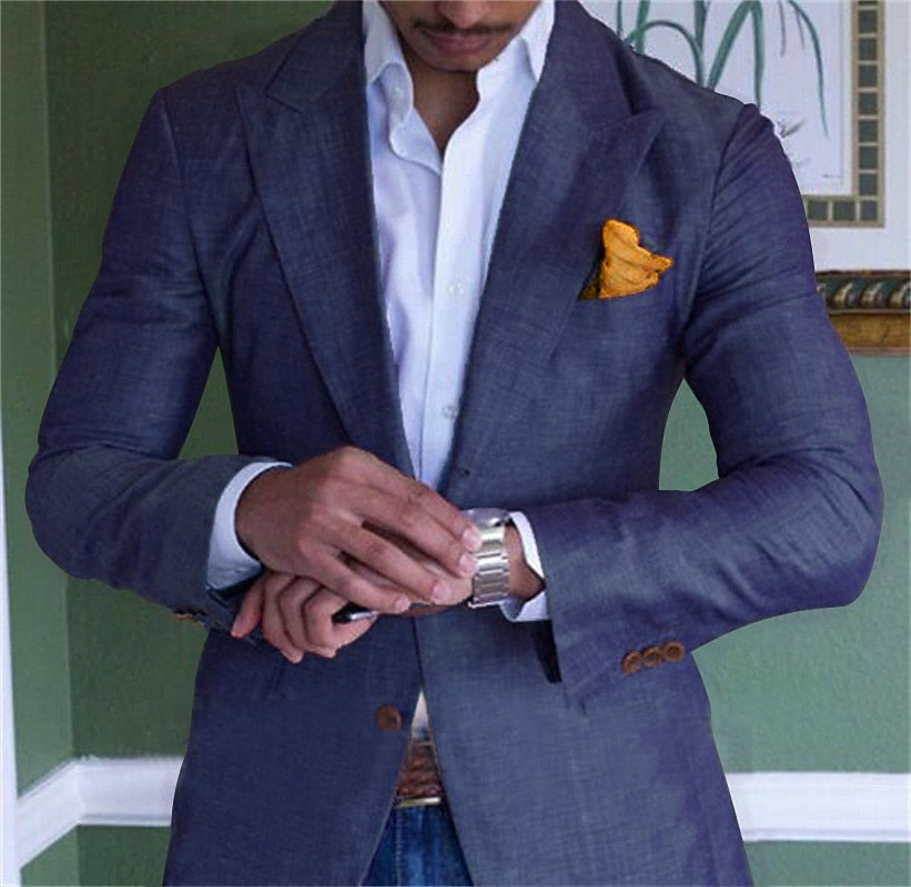 Linnen heren blazer met comfortabele pasvorm en casual elegantie – LIVO BREEZE - Glamorix
