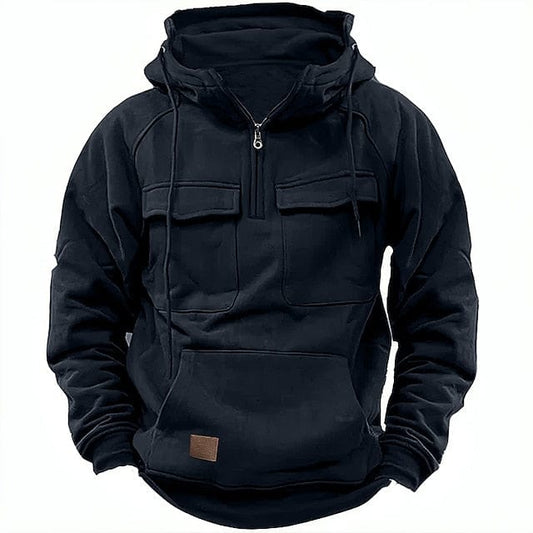 RYDER - Tactical herenhoodie met zakken en half-zip