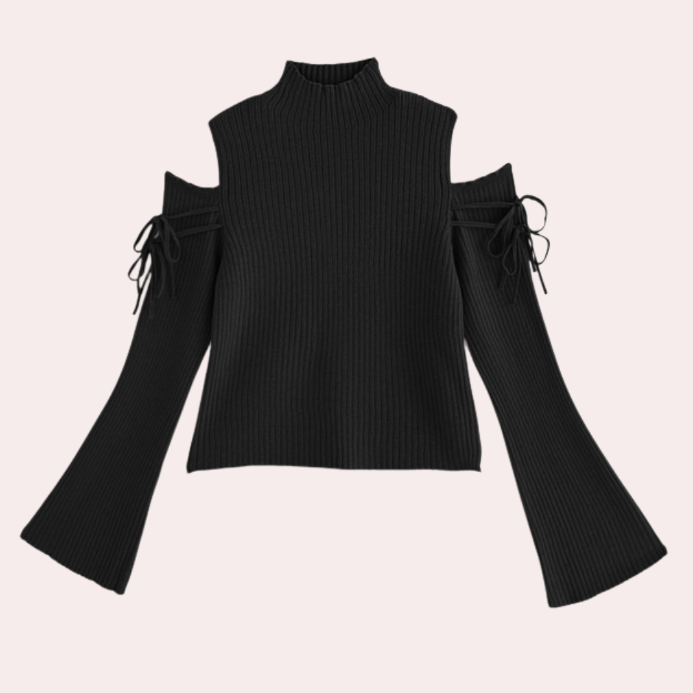 SOPHIA - Chique geribde trui met cold-shoulder design