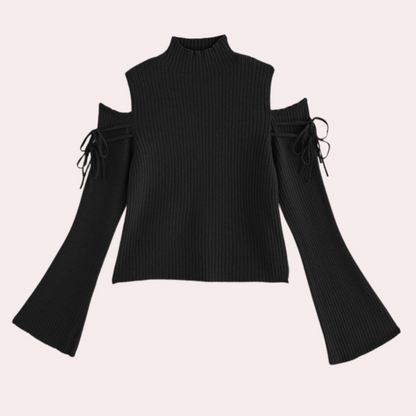 SOPHIA - Chique geribde trui met cold-shoulder design